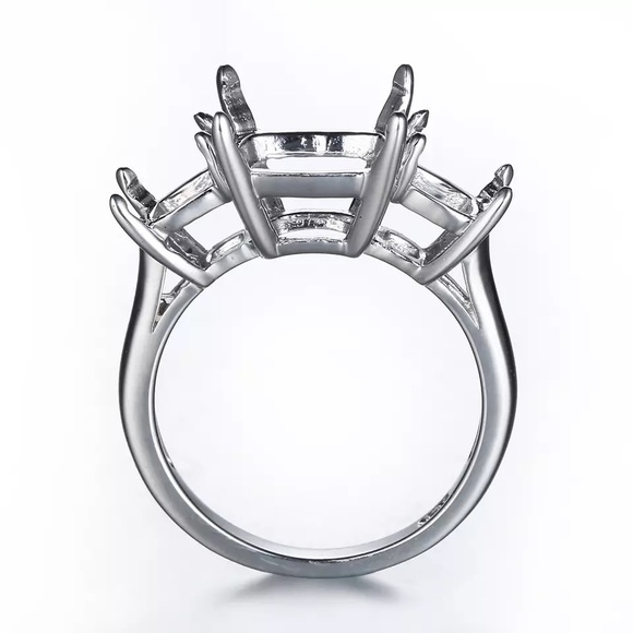 9.52Ct Three Stone Asscher Emerald White Sapphire - Picture 11 of 16